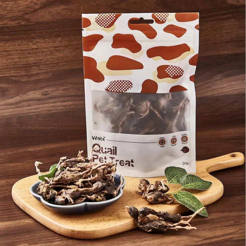 Waita Freeze Dried Quail 30g Premium Pet Treats Cat Dog High Protein Nutrient Dense Skin Coat Rich Vitamins Minerals