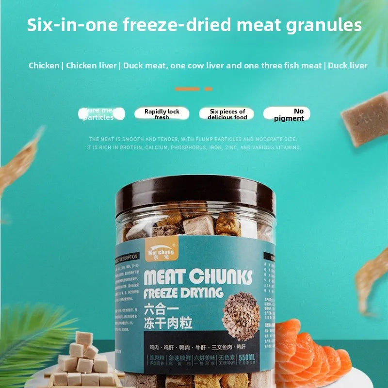 Nai chong Small Pet Freeze-Dried Treats-Chicken Breast,Salmon&Shrimp Protein Cubes for Hamsters,Fish&Turtles - All-Natural Snack