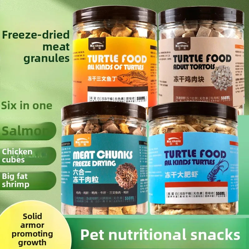 Nai chong Small Pet Freeze-Dried Treats-Chicken Breast,Salmon&Shrimp Protein Cubes for Hamsters,Fish&Turtles - All-Natural Snack