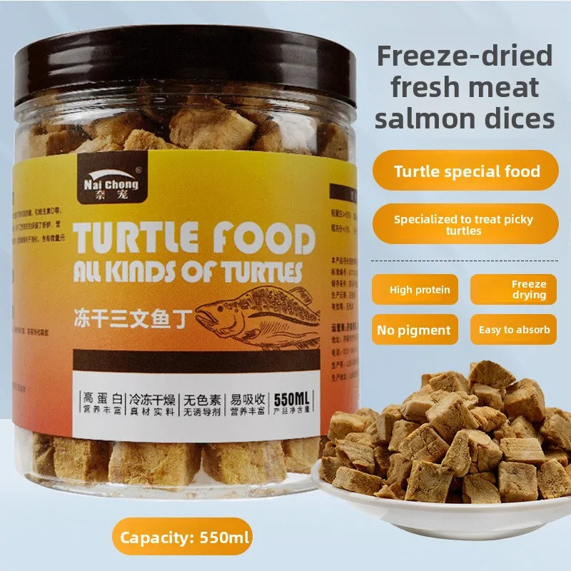 Nai chong Small Pet Freeze-Dried Treats-Chicken Breast,Salmon&Shrimp Protein Cubes for Hamsters,Fish&Turtles - All-Natural Snack