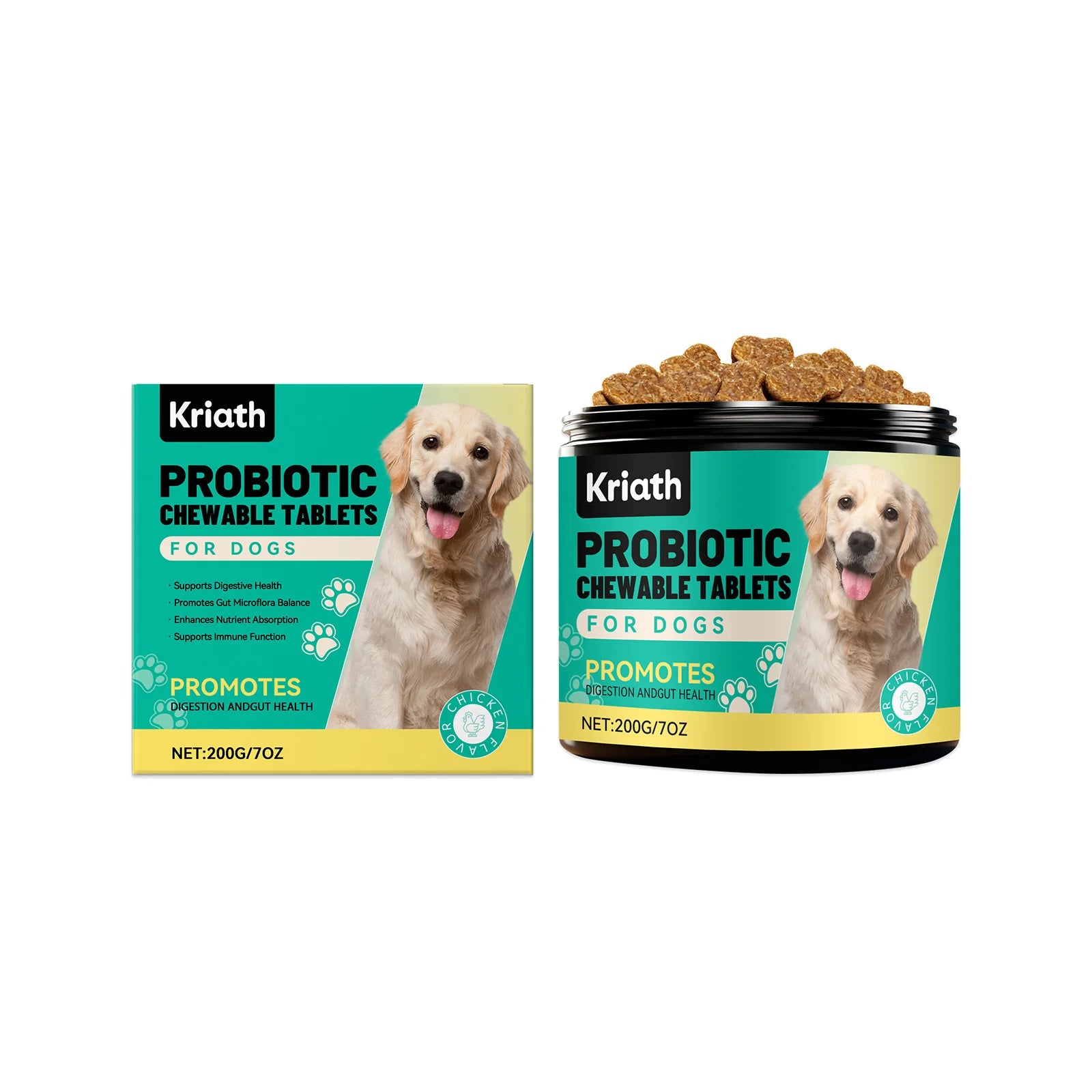 Dog Gut Health Probiotic Chews - Supports Digestion Balance Enhances Absorption Boosts Immunity Suitable for All Age Pets