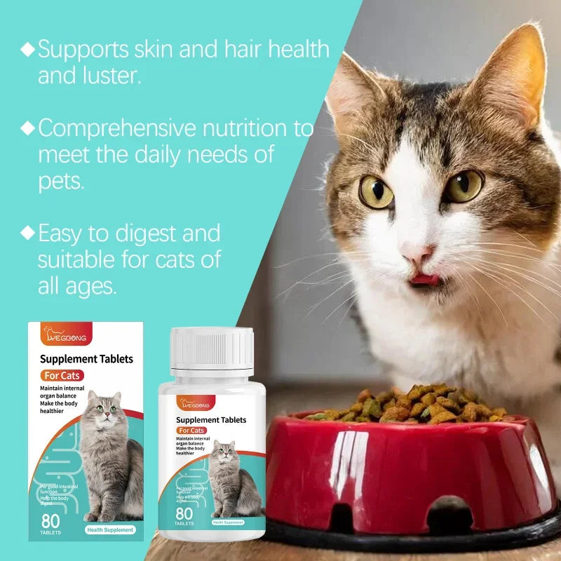Nutritional Cat Probiotic Tablets Supports Gut Health Balances Digestion Boosts Immunity Enhances Vision Skin Health Pet Care