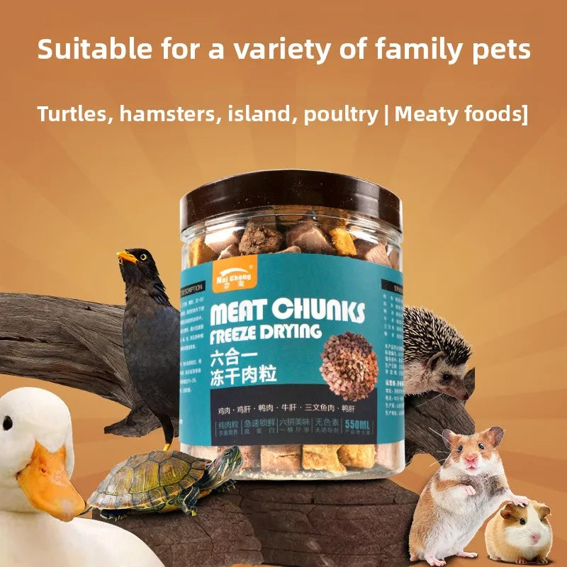 Nai chong Small Pet Freeze-Dried Treats-Chicken Breast,Salmon&Shrimp Protein Cubes for Hamsters,Fish&Turtles - All-Natural Snack