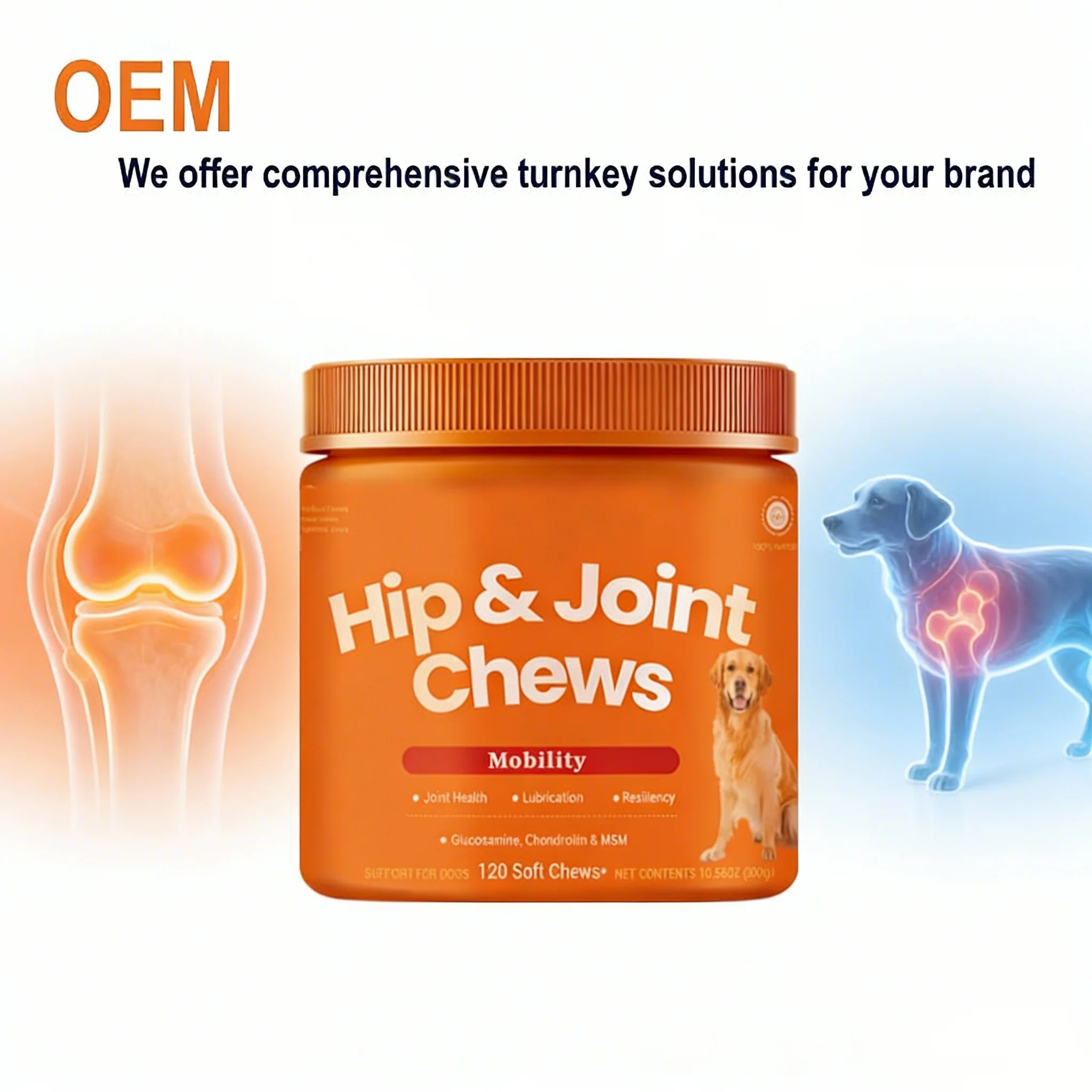 OEM Hip & Joint Care Soft Chews for All Dogs - Daily Supplement Supports for Healthy Mobility & Comfort Hips, Knees, Elbows
