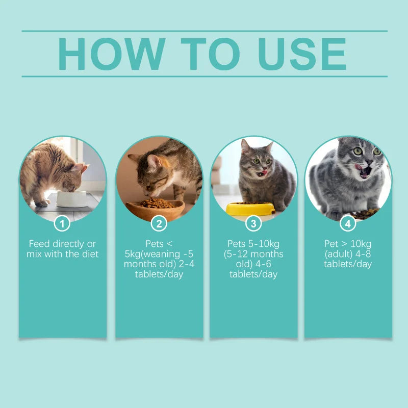 Nutritional Cat Probiotic Tablets Supports Gut Health Balances Digestion Boosts Immunity Enhances Vision Skin Health Pet Care