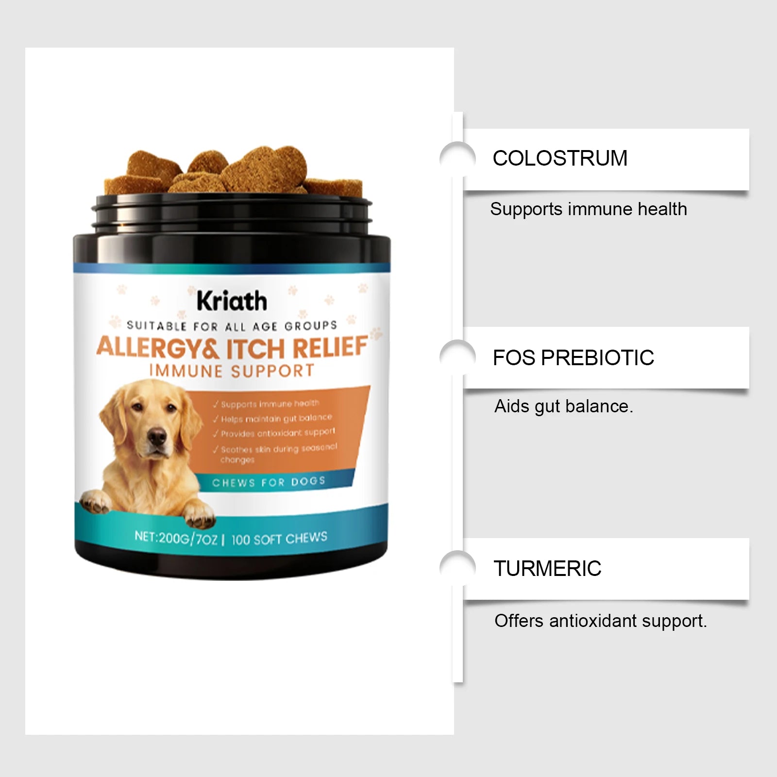 Dog Gut Support Soft Chews - Added Fiber Daily Care Maintains Intestinal Balance Supports Immunity Antioxidant Easy To Chew