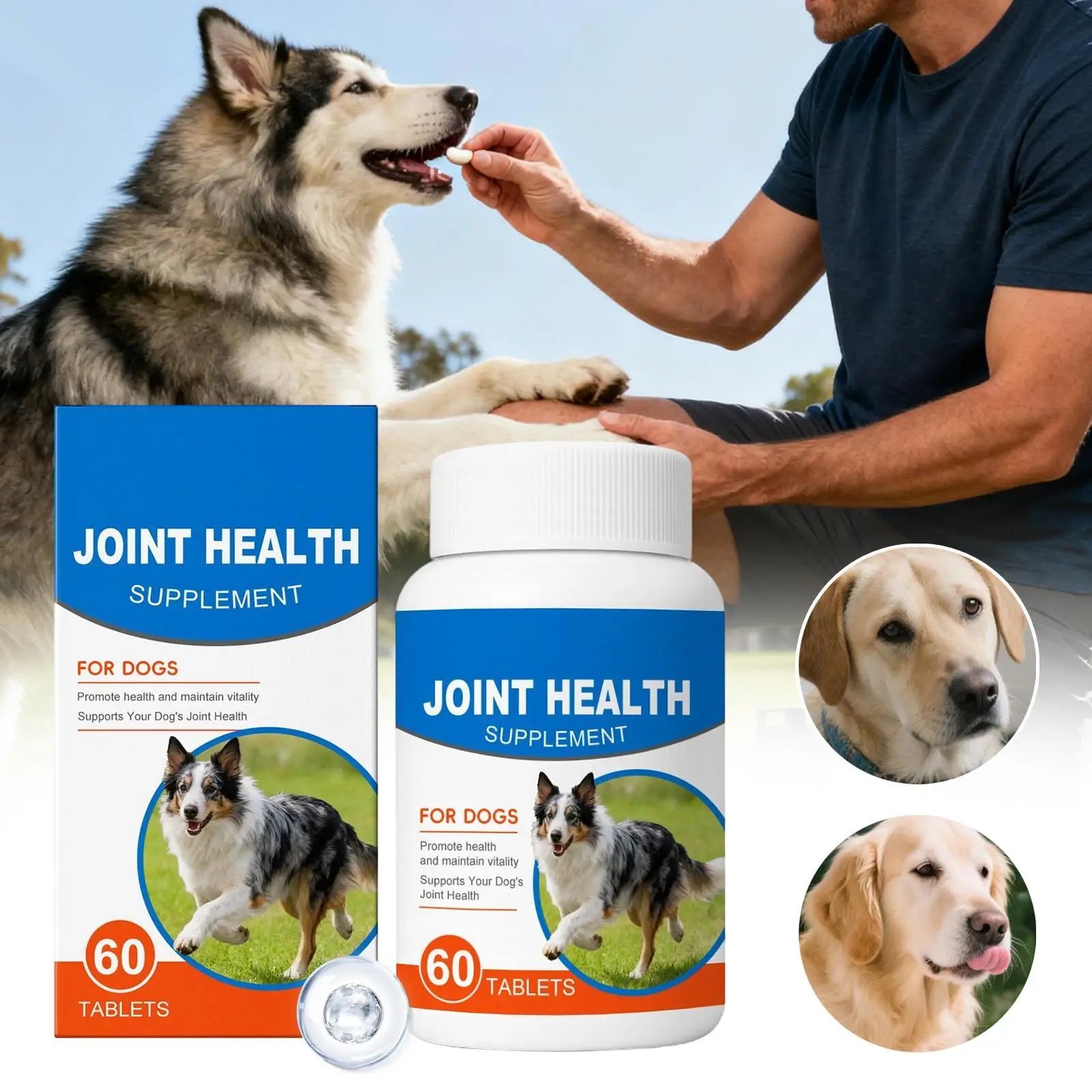 Joint Supplement for Dogs 60 Count Tablets Natural Dog Joint Supplement Large Breed for Support Daily Health Nutrition Senior