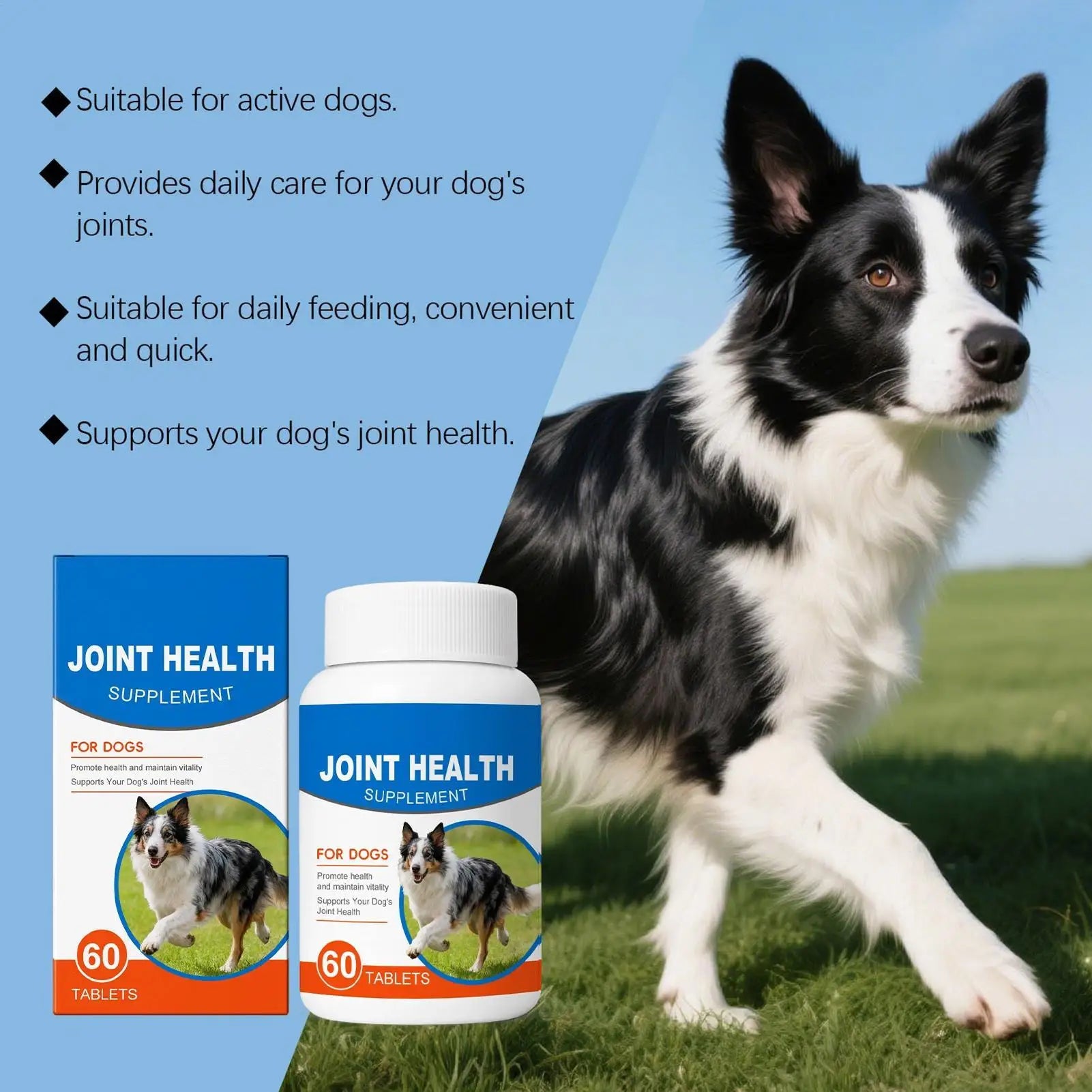 Joint Supplement for Dogs 60 Count Tablets Natural Dog Joint Supplement Large Breed for Support Daily Health Nutrition Senior