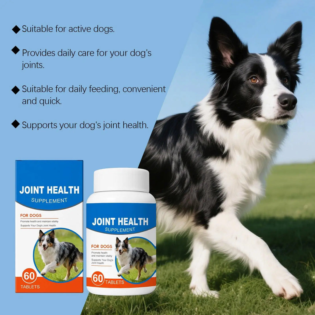 Joint Supplement for Dogs 60 Count Tablets Natural Dog Joint Supplement Large Breed for Support Daily Health Nutrition Senior