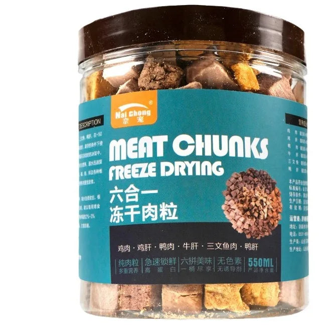 Nai chong Small Pet Freeze-Dried Treats-Chicken Breast,Salmon&Shrimp Protein Cubes for Hamsters,Fish&Turtles - All-Natural Snack