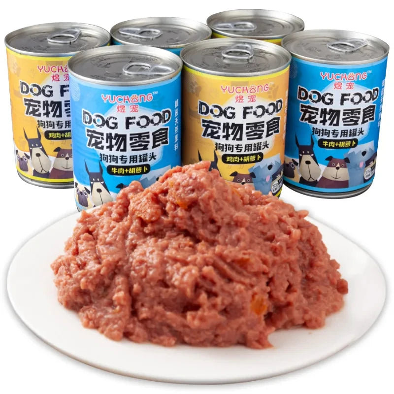 Dog canned pet dog snacks dog food partner mix 375 g rice wet food pork bun teddy golden retriever puppy dog