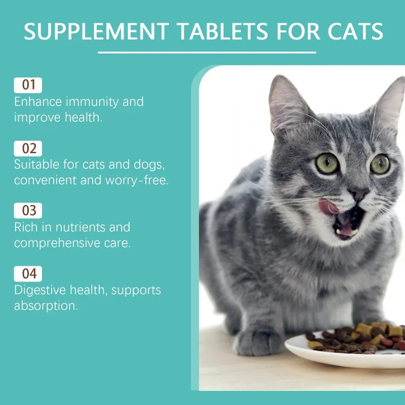 Nutritional Cat Probiotic Tablets Supports Gut Health Balances Digestion Boosts Immunity Enhances Vision Skin Health Pet Care